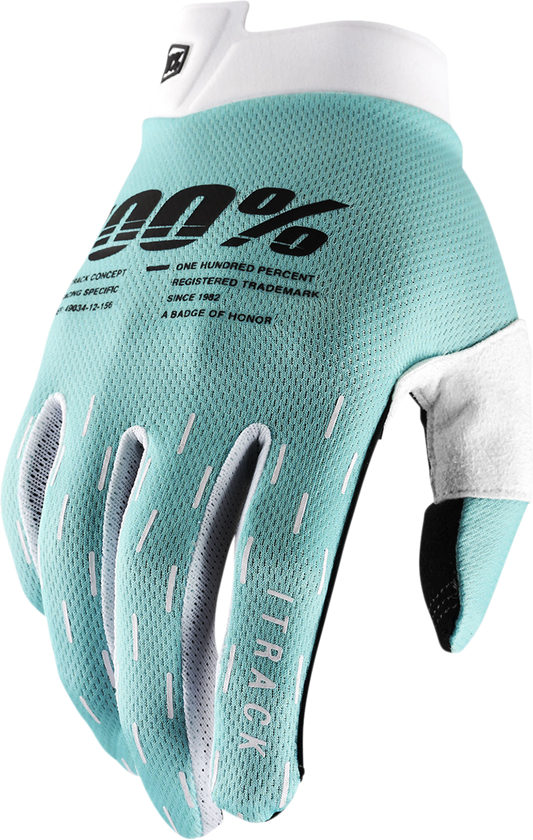 100% iTrack Gloves - Aqua - Medium 10008-00001