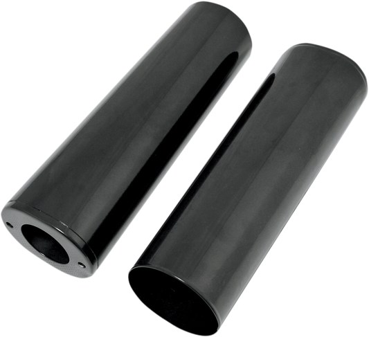 DRAG SPECIALTIES Fork Slider Covers - Gloss Black - Smooth - Extended +4" (10.5") 74539B