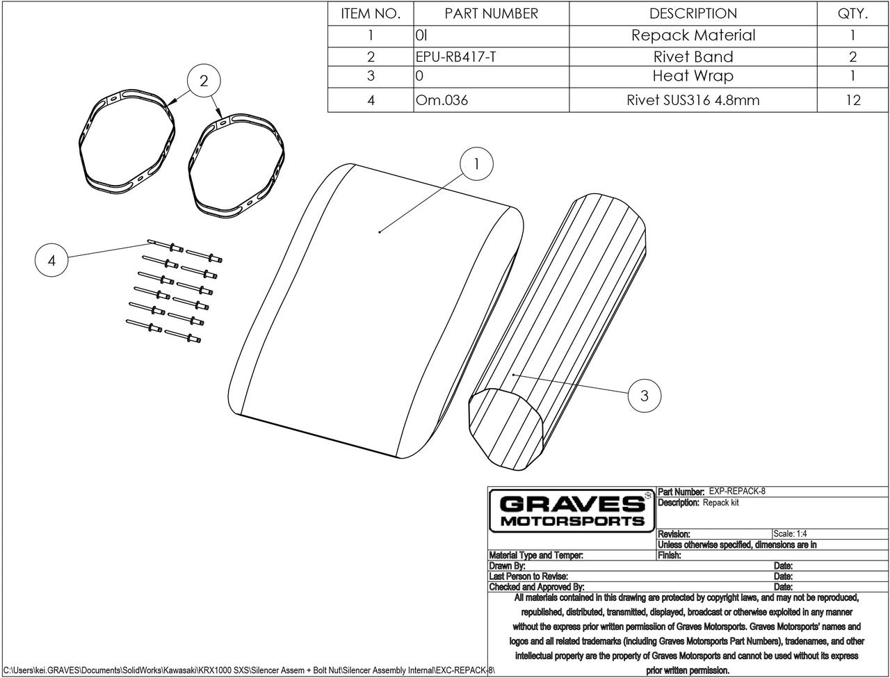 Graves Motorsports Exhaust Silencer Repack Kit - Oval EXC-REPACK-O