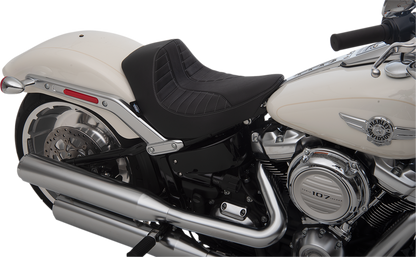 DRAG SPECIALTIES EZ-Solo Seat - Scorpion Stitch - Silver Thread - Vinyl - FLFB/S '18-'22 ACT EZ-ON MOUNT STYLE 0802-1186