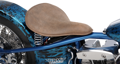 DRAG SPECIALTIES Seat - Spring Solo - Low-Profile - Large - Distressed Brown Leather/Perimeter Stitch 0806-0056