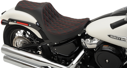 DRAG SPECIALTIES Predator III Seat - Double Diamond - Red Stitching - FL/FX '18-'22 0802-1147