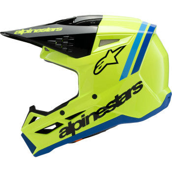 ALPINESTARS Youth SM3 Helmet - Radium - Gloss Yellow Fluo/Black/Blue - Large 8301825-5017-YL