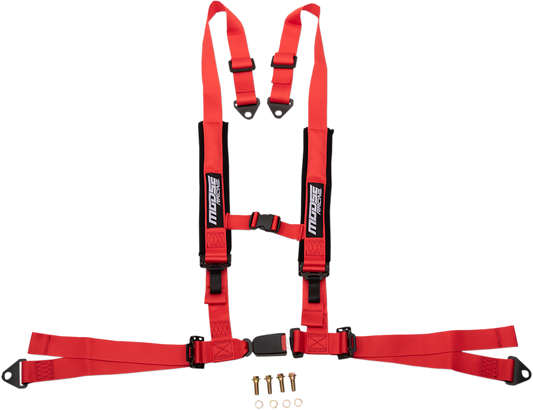 MOOSE UTILITY Seat Harness - 4 Point - 2x2 - Red 100-4403-PU