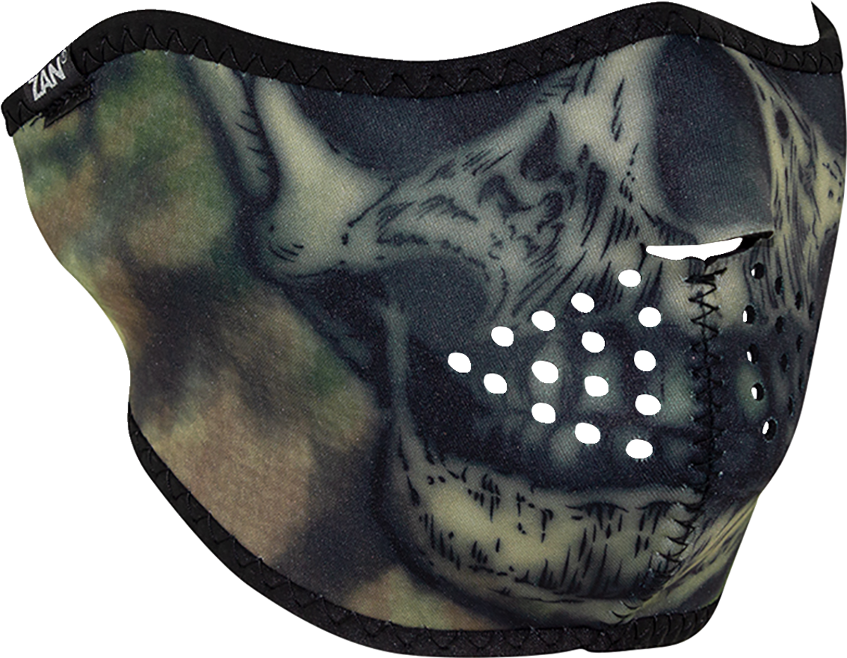 ZAN HEADGEAR Neoprene Half Mask - Woodland Camo Tie Dye Skull WNFM611H