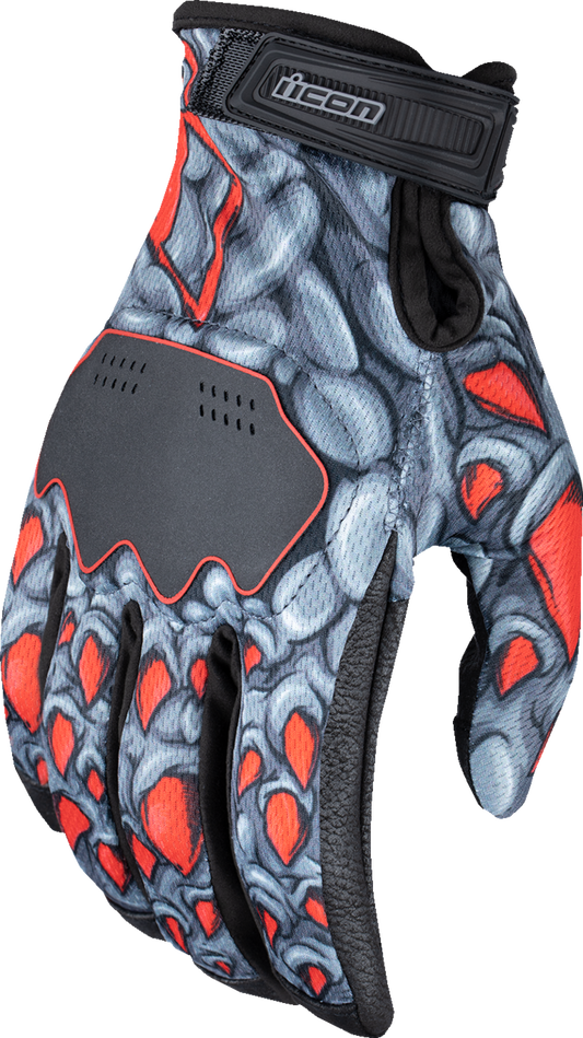ICON Hooligan™ Kryola Kreep Gloves - Red - Small 3301-4728