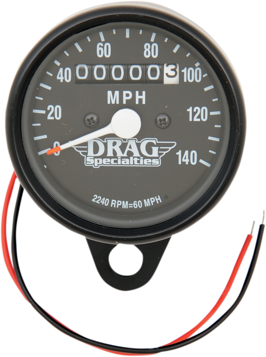 DRAG SPECIALTIES 2.4" MPH Mini LED Mechanical Speedometer/Indicators - Black Housing - Black Face - 2240:60 21-6809BDS1