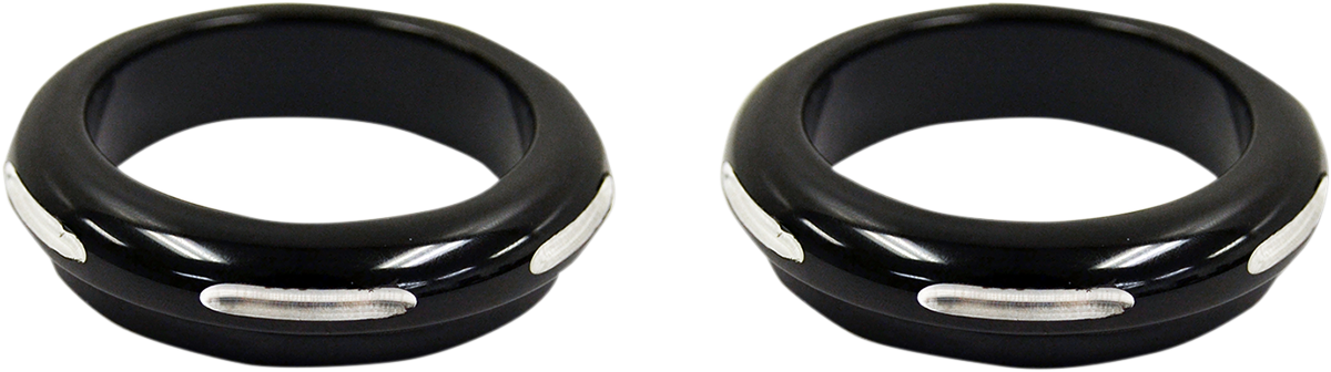 LA CHOPPERS Fork Dust Covers - 49 mm - Machined - Black/Silver LA-7503-49B2