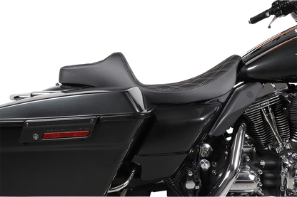 DRAG SPECIALTIES Extended Reach Predator III Seat - Double Diamond - Black w/ Silver Thread NOT A 2-UP SEAT 8011370