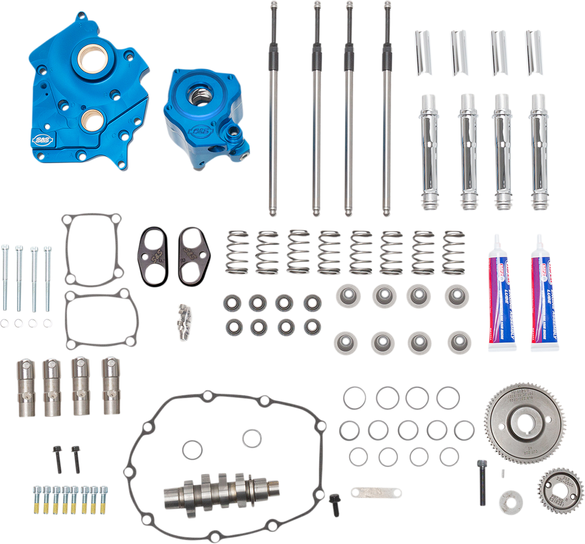 S&S CYCLE Cam Chest Kit with Plate M8 - Gear Drive - Water Cooled - 540 Cam - Chrome Pushrods 310-1117