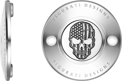 FIGURATI DESIGNS Timing Cover - 2 Hole - Skull - Contrast Cut - Stainless Steel FD27-TC-2H-SS