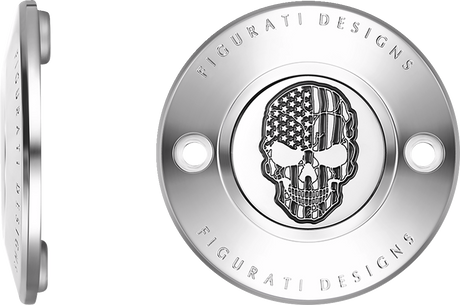 FIGURATI DESIGNS Timing Cover - 2 Hole - Skull - Contrast Cut - Stainless Steel FD27-TC-2H-SS