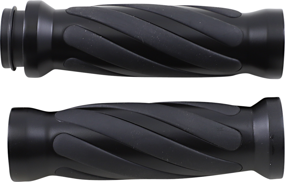 DRAG SPECIALTIES Grips - Twisted - TBW - Matte Black 17-0543MBT