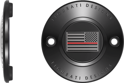 FIGURATI DESIGNS Timing Cover - 2 Hole - American - Red Line - Black FD75-TC-2H-BLK