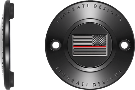 FIGURATI DESIGNS Timing Cover - 2 Hole - American - Red Line - Black FD75-TC-2H-BLK