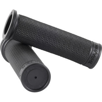 THRASHIN SUPPLY Grips - Moto - 1" - Slim - Black. Fits all Harley bikes with 1" bars.  TSC-2711-1