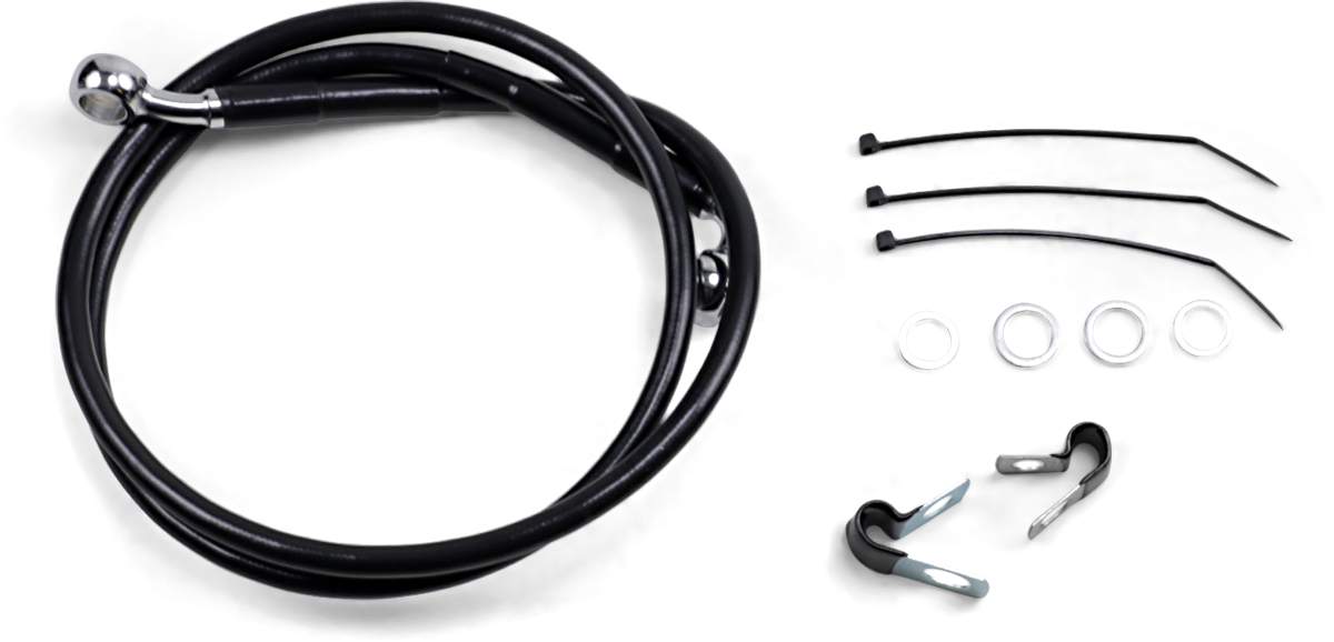 DRAG SPECIALTIES Brake Line - Front - Black - +2" - FXD '00-'05 640112-2BLK