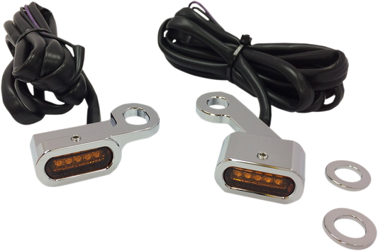 DRAG SPECIALTIES LED Handlebar Marker Lights - XL - Chrome/Amber L22-0231CAENU