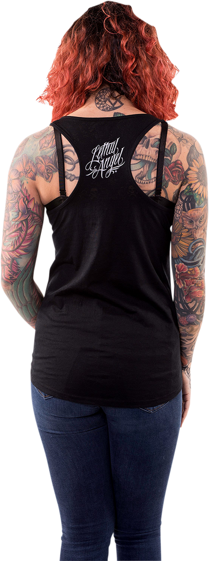 LETHAL THREAT Women's Dark Widow Razor Back Tank Top - Black - Small LA20508S