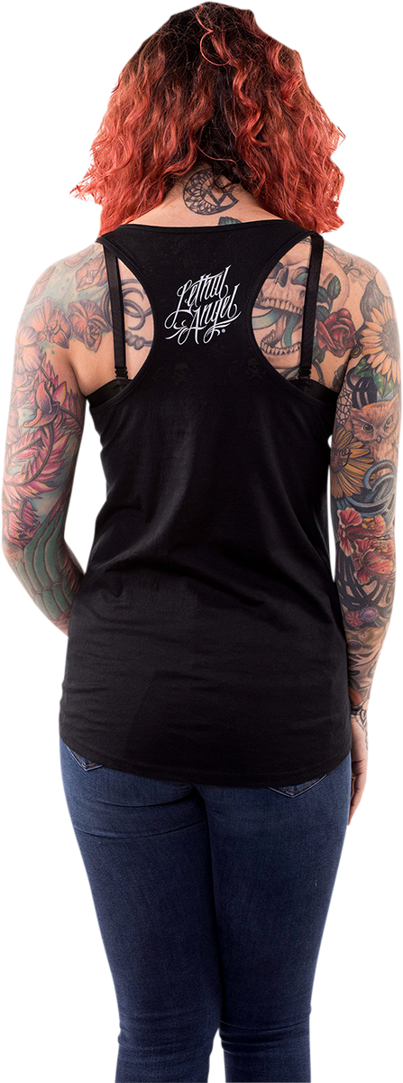 LETHAL THREAT Women's Dark Widow Razor Back Tank Top - Black - Large LA20508L