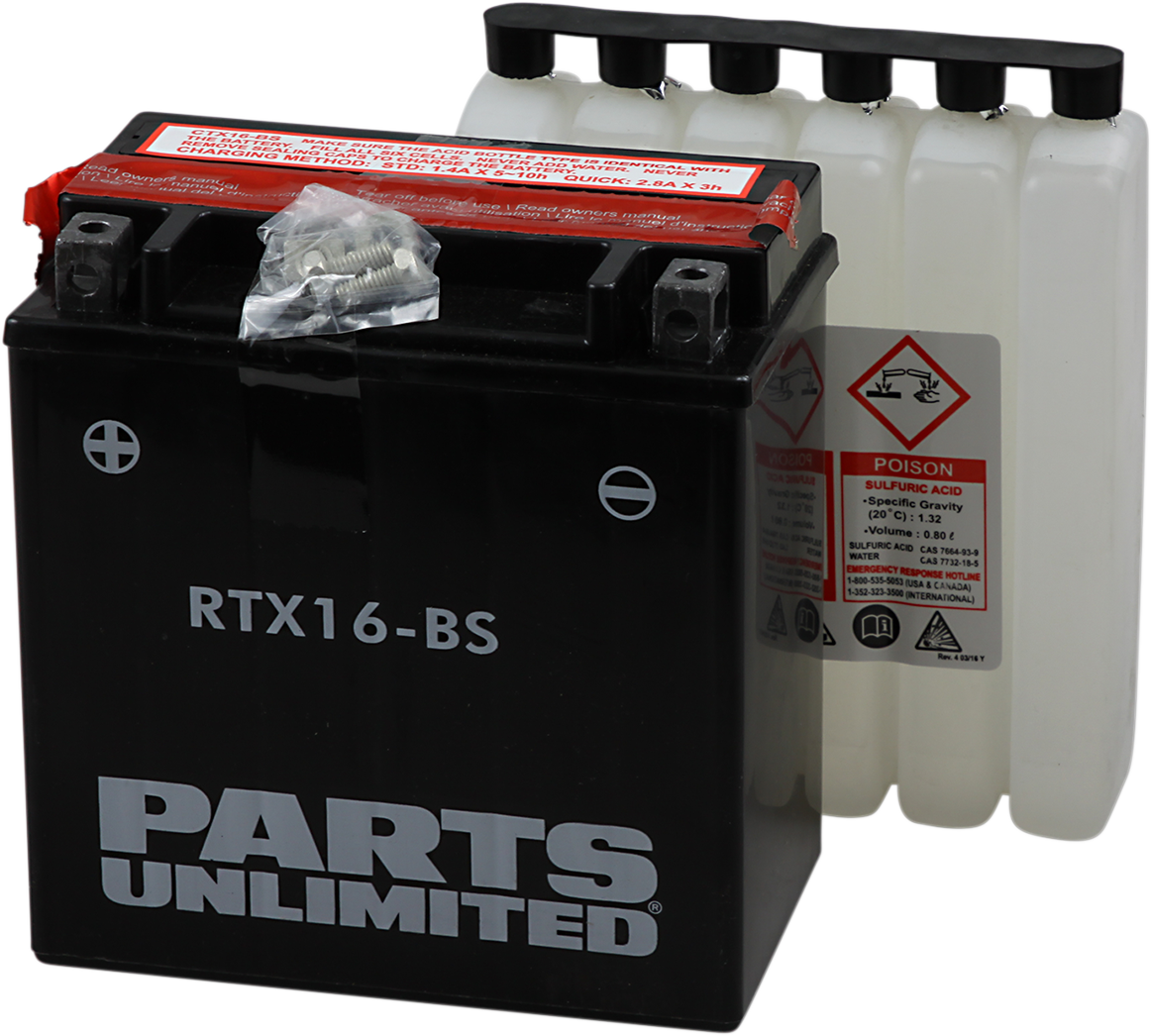 Parts Unlimited Agm Battery - Ytx16-Bs .8 L Ctx16-Bs