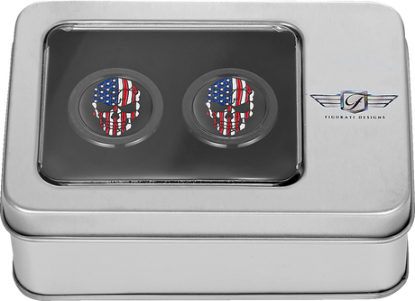 FIGURATI DESIGNS Docking Hardware Covers - Red/White/Blue American Flag Skull - Black FD25-DC-2730-BK