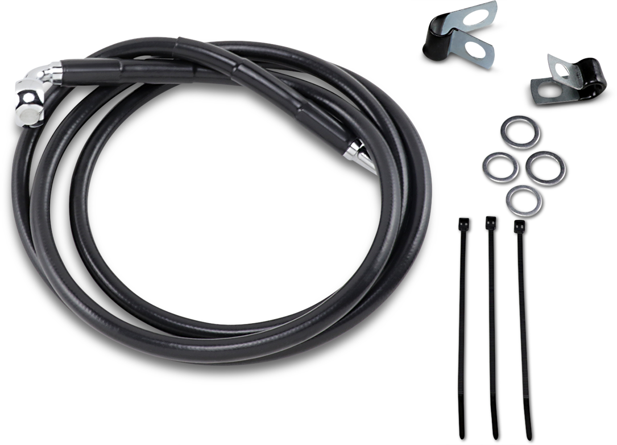 DRAG SPECIALTIES Brake Line - Front - Black - +6" 640115-6BLK