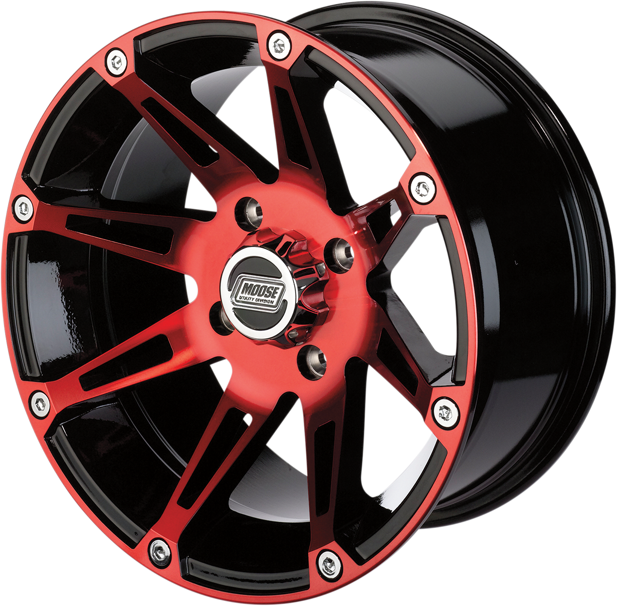 MOOSE UTILITY Wheel - 387X - Rear - Anodized Red/Black - 14x8 - 4/156 - 4+4 387MO148156BWR4