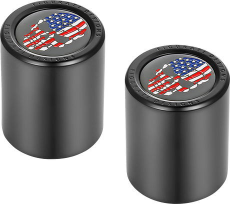 FIGURATI DESIGNS Docking Hardware Covers - Red/White/Blue American Flag Skull - Short - Black FD25-DC-2530-BK