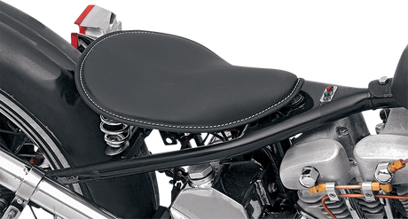 DRAG SPECIALTIES Seat - Spring Solo - Low-Profile - Black Vinyl/White Stitching 0806-0074
