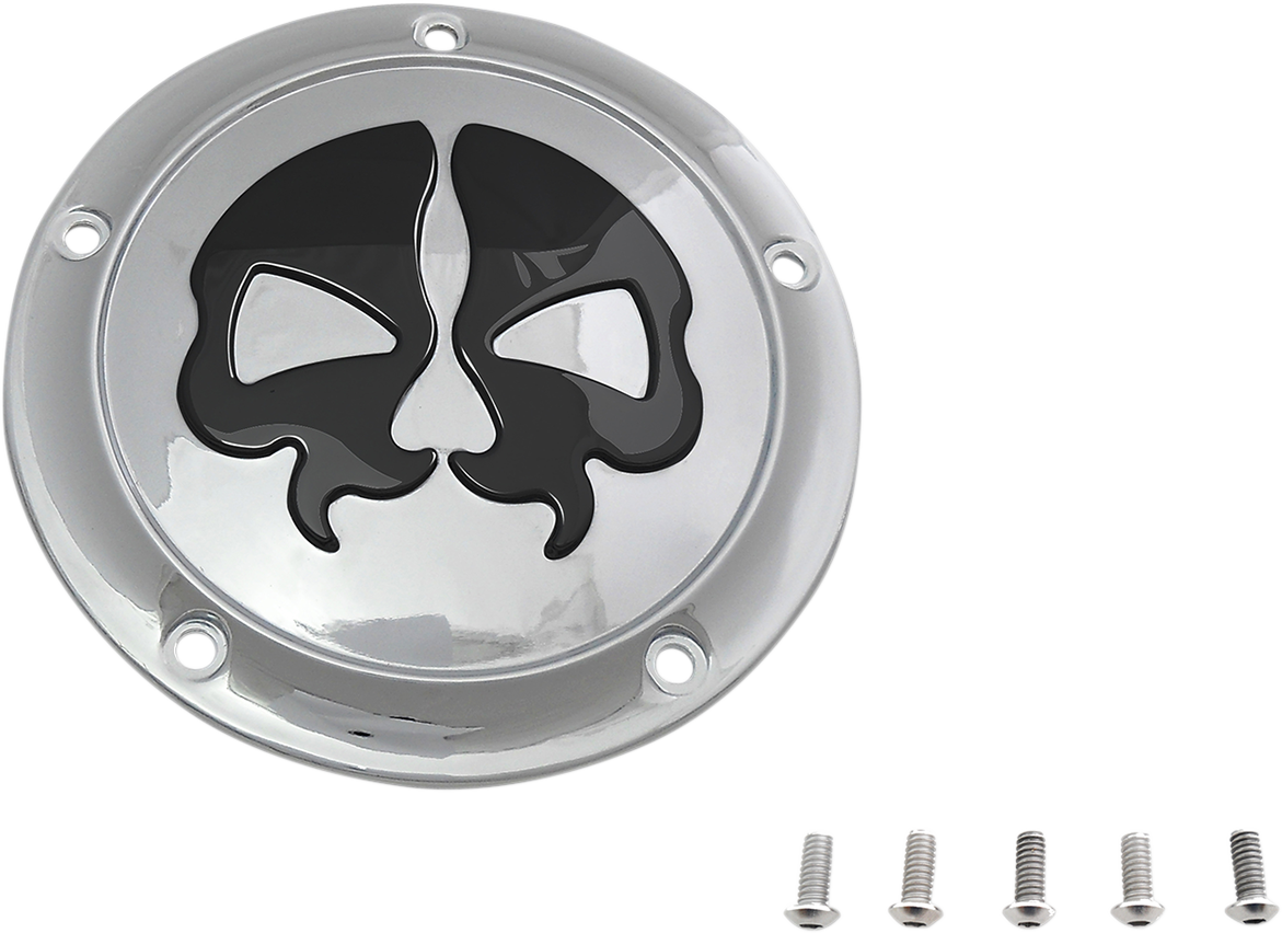 DRAG SPECIALTIES Split Skull Derby Cover - Chrome - 5-Hole 78043B2