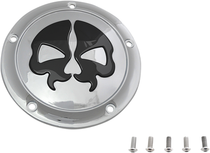 DRAG SPECIALTIES Split Skull Derby Cover - Chrome - 5-Hole 78043B2