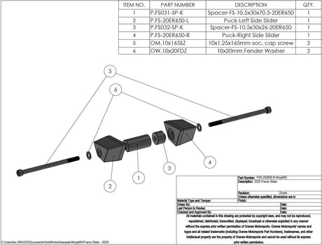 IN STOCK Graves Motorsports No-Cut Frame Sliders Ninja 650 / Z650 20-23 Fsk-20z650-K Fsk-20z650-K