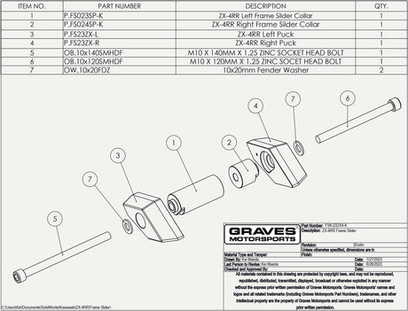 Graves Kawasaki ZX-4RR 2023-2025 Frame Slider Kit FSK-23ZX4-K