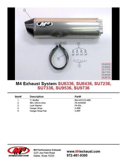 M4 Exhaust Titanium Bolt-On 2001-2002 GSXR 1000 SU9536