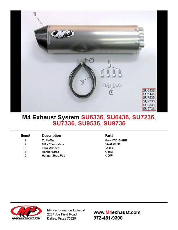 M4 Exhaust Titanium Bolt On 2001-2003 GSXR 600 SU6336