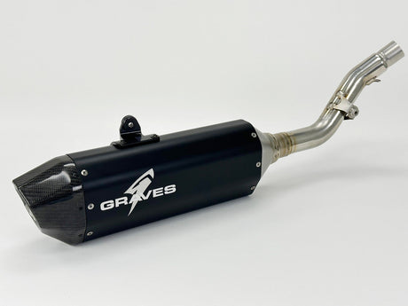 Graves Full Stainless Exhaust - Black Crf300   2021-2025 Exh-21c3l-Fsak