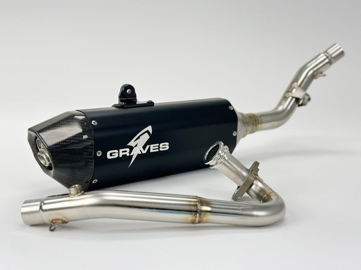 Graves Full Stainless Exhaust - Black Crf300   2021-2025 Exh-21c3l-Fsak