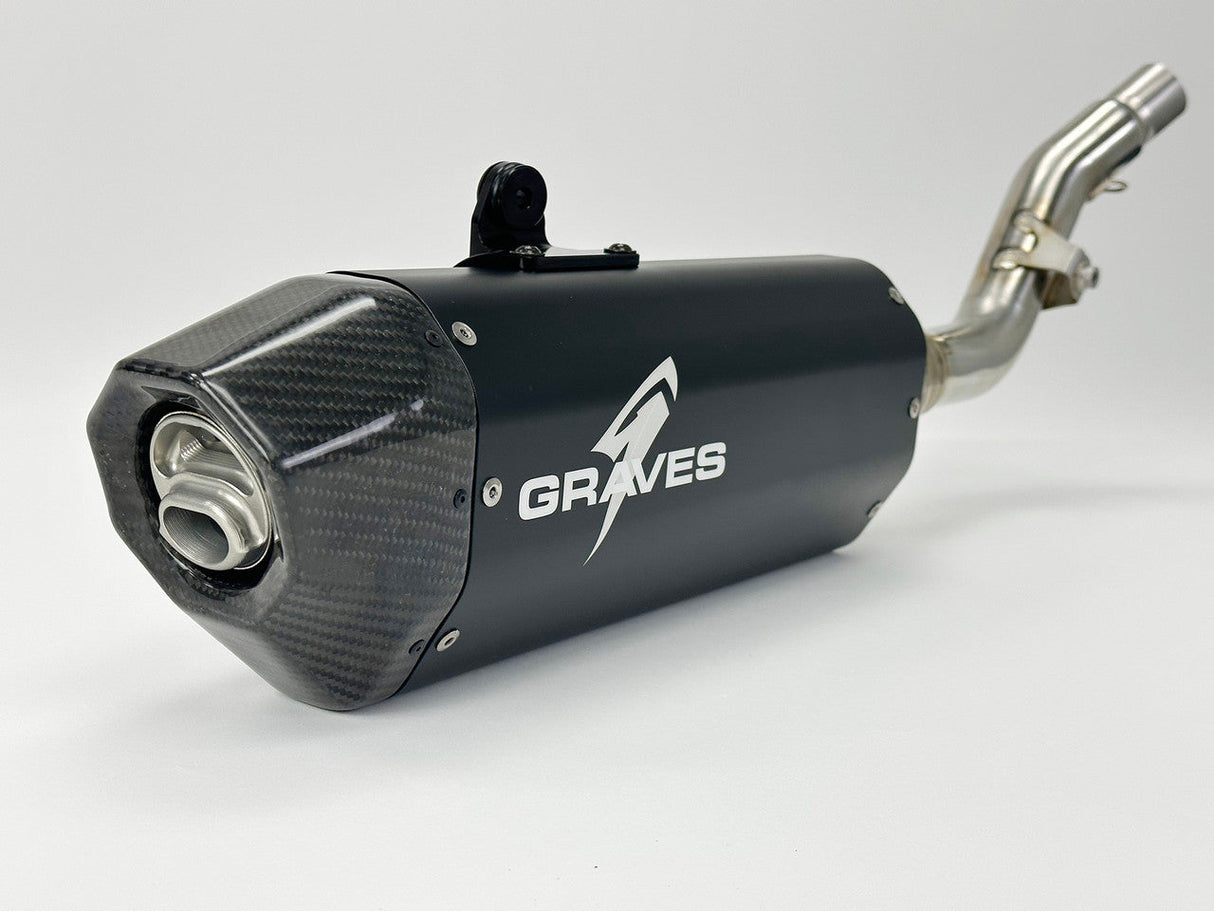 Graves Full Stainless Exhaust - Black Crf300   2021-2025 Exh-21c3l-Fsak