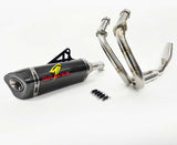 Graves motorsports Kawasaki Ninja 400 + Ninja 500 Full LINK Stainless / Carbon Exhaust System EXK-24EX5-FSC