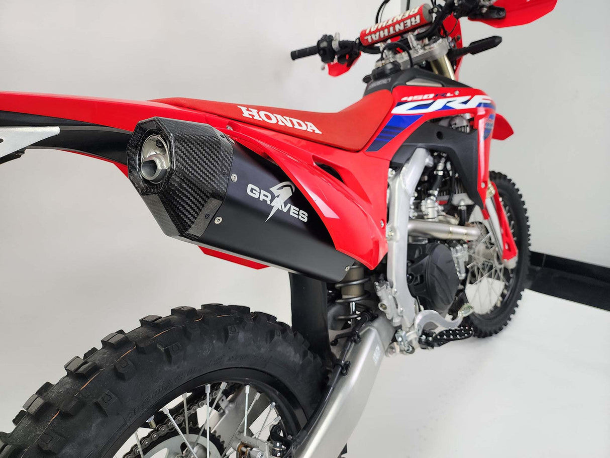 Graves MotorSports Honda CRF450RL / L / X 2019-2025 Full Exhaust Aluminum - Black EXH-19C4X-FTAK