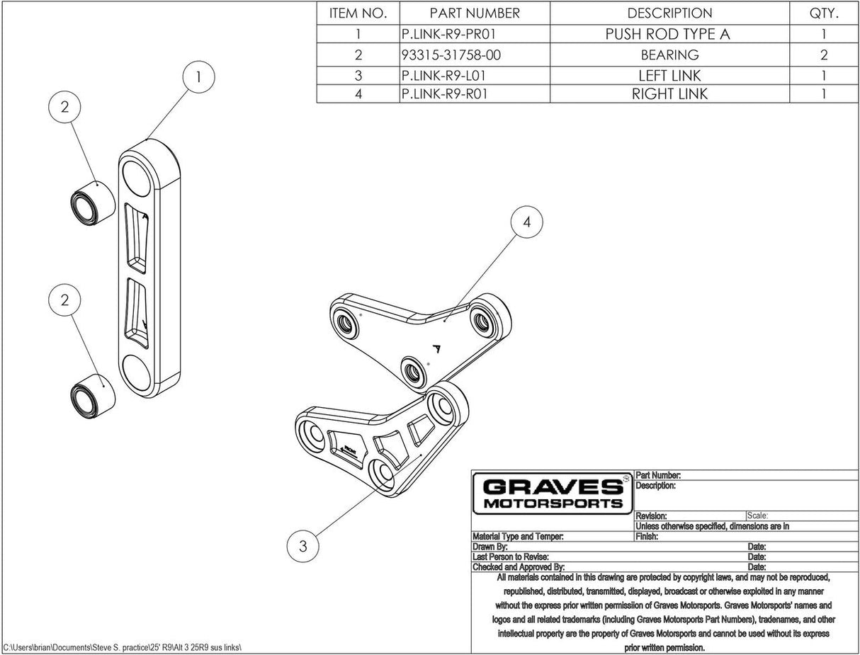 Graves Motorsports Yamaha R9 - A Spec Kit Suspension Link LINK-R9-KITA