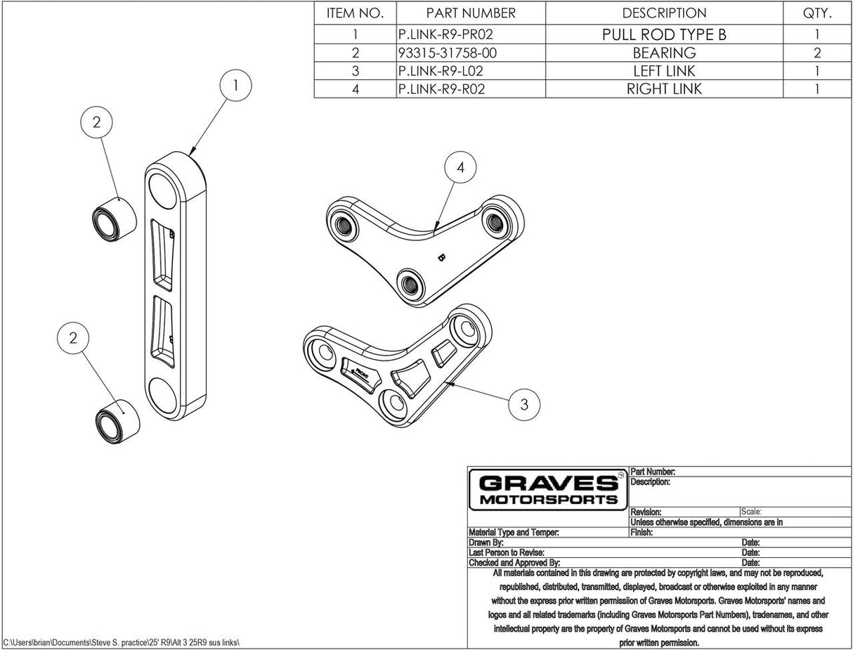 Graves Motorsports Yamaha R9 - B Spec Kit Suspension Link LINK-R9-KITB