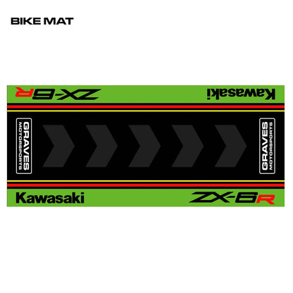 Graves Kawasaki ZX-6R Bike Mat Green 3.5 x 8 foot.   BMK-ZX6-001