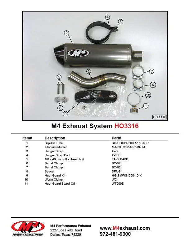 Escape M4 de titanio deslizante 2015-2022 CBR300R / CB300F HO3316