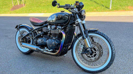 Triumph Bonneville Bobber  Speedmaster 1200 Polished Titanium H Pipe Exhaust TRIUM120BOBREXPOB VA-13