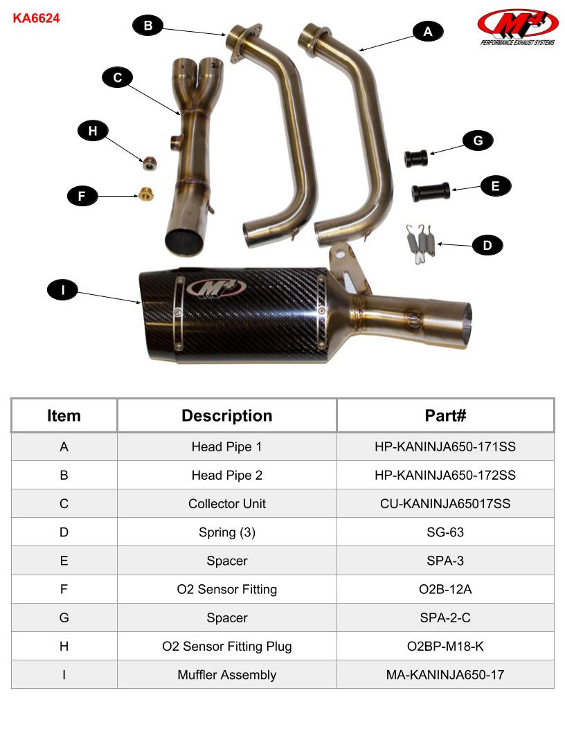 M4 Exhaust Full System Carbon Fiber 2017-2023 Ninja 650 KA6624