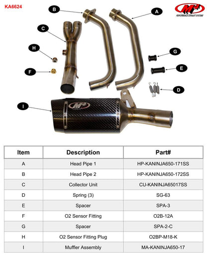 Sistema completo de escape M4 Fibra de carbono 2017-2023 Ninja 650 KA6624