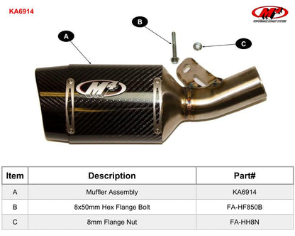 M4 Exhaust Carbon Fiber Street Slayer Slip On 2009 - 2023 ZX6R KA6914