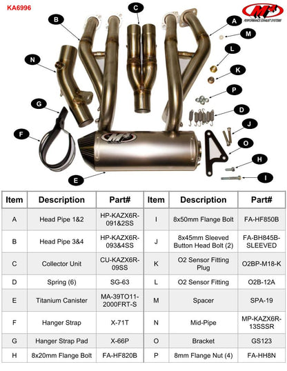 M4 Exhaust Full System StreetSlayer Titanium 2009 - 2024 ZX6R KA6996